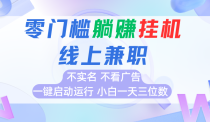 首码0撸挂机项目，无需实名无需看广告 一键启动运行，小白轻松日入三位数