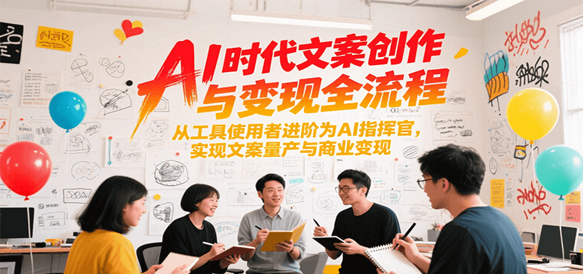 AI时代文案创作与变现全流程，从工具使用者进阶为AI指挥官，实现文案量产与