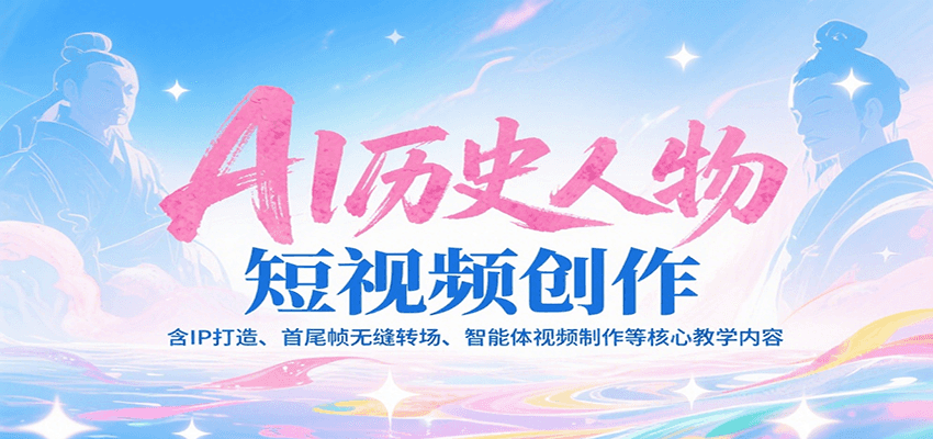 AI历史人物短视频创作，含IP打造、首尾帧无缝转场、智能体视频制作等核心教