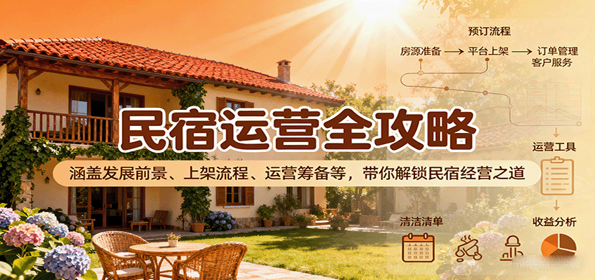民宿运营全攻略：涵盖发展前景、上架流程、运营筹备等，带你解锁民宿经营之