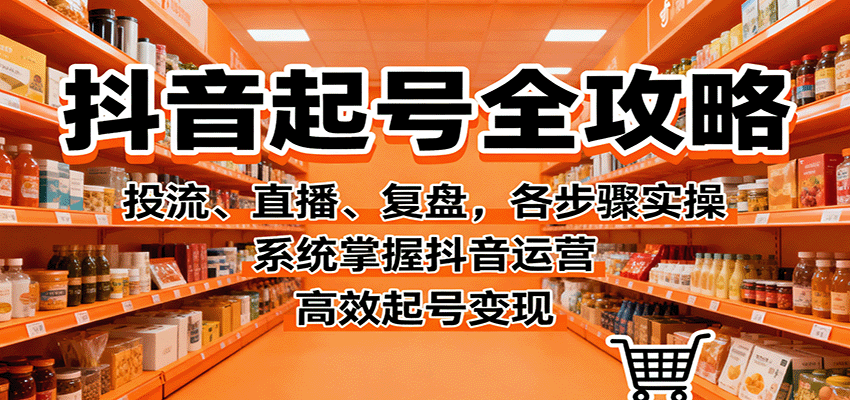 抖音起号全攻略，投流、直播、复盘，各步骤实操，系统掌握抖音运营，高效起