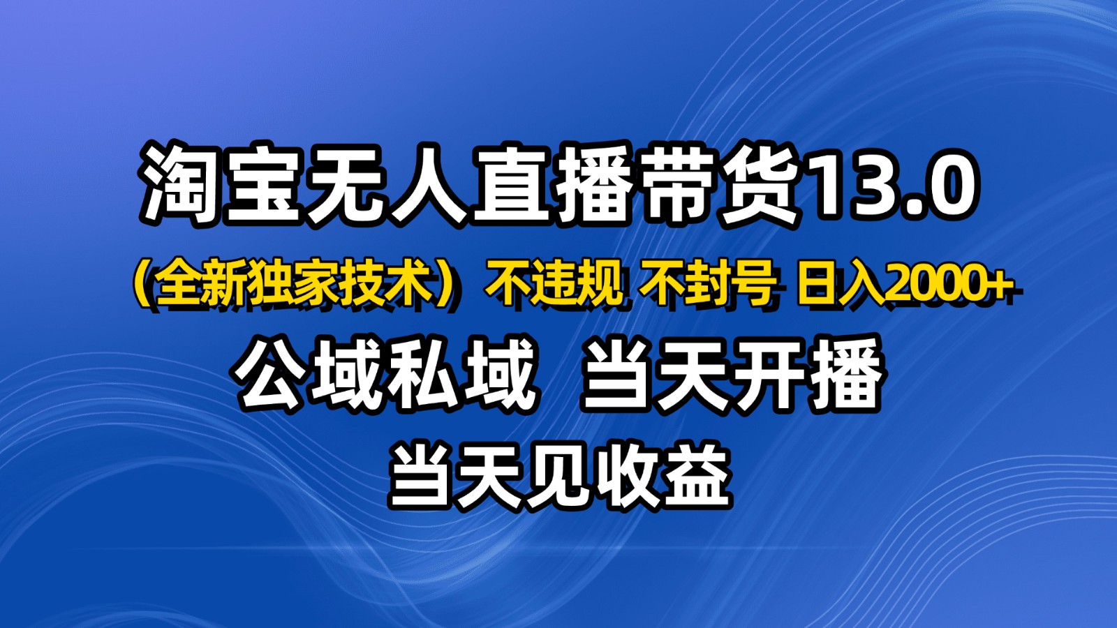 淘宝无人直播13.0，公域私域技术，不封号，不违规 布局下半年旺季赛道，日