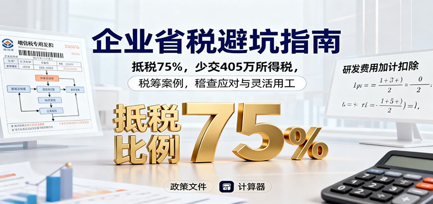 企业省税避坑指南：抵税75%，少交405万所得税，税筹案例，稽查应对与灵活用