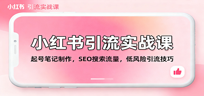 小红书引流实战课：起号笔记制作，SEO搜索流量，低风险引流技巧
