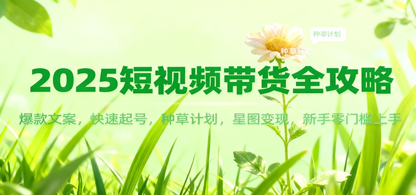 2025短视频带货全攻略：爆款文案，快速起号，种草计划，星图变现，新手零门