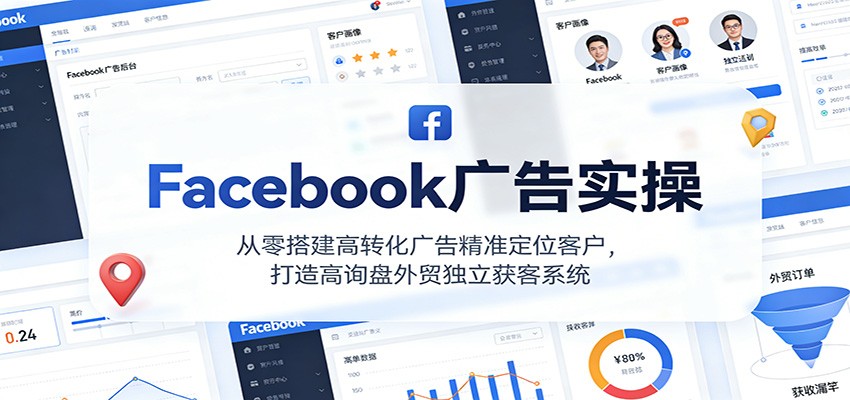 Facebook广告实操，从零搭建高转化广告精准定位客户，打造高询盘外贸独立获