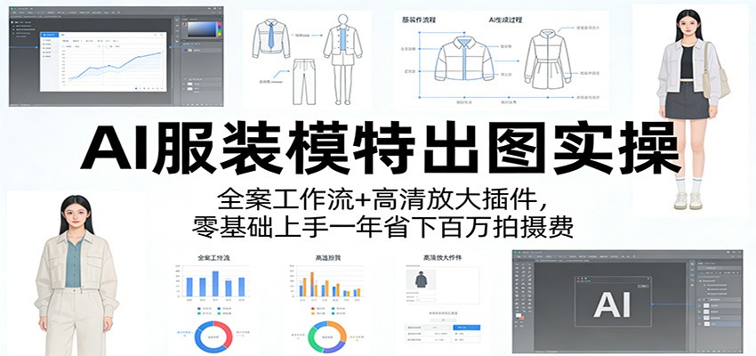 AI服装模特出图实操：全案工作流+ 高清放大插件，零基础上手一年省下百万拍