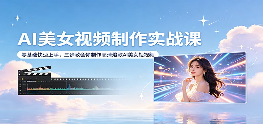 AI美女视频制作实战课：零基础快速上手，三步教会你制作高清爆款AI美女短视