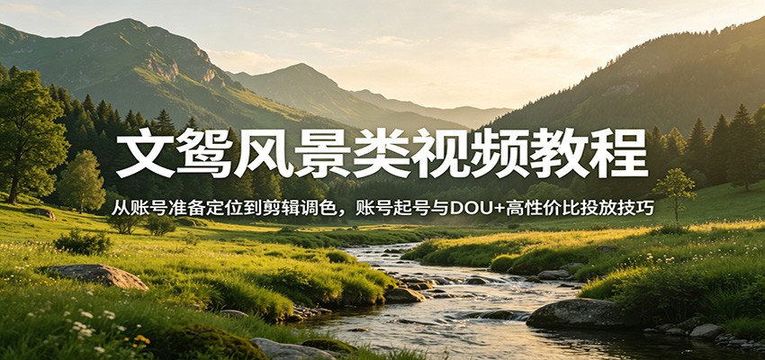 风景视频创作教程：从账号准备定位到剪辑调色，账号起号与DOU+高性价比投放