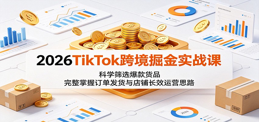 2026TikTok跨境掘金实战课：科学筛选爆款货品，完整掌握订单发货与店铺长效