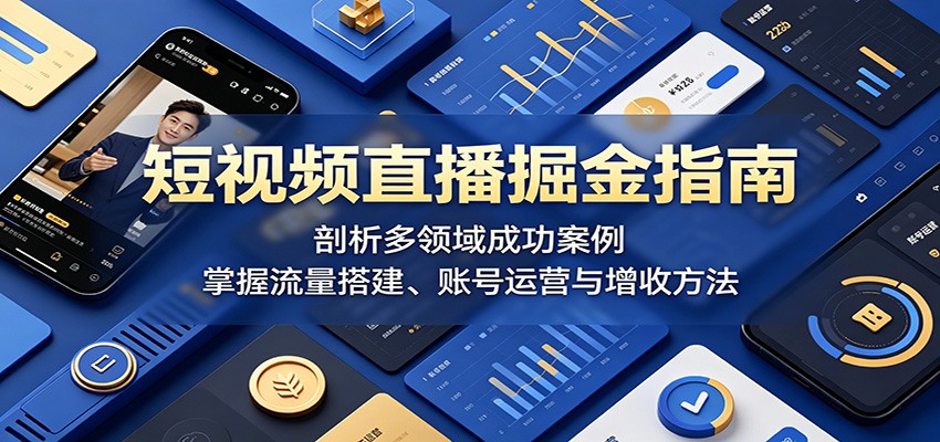 短视频直播掘金指南：剖析多领域成功案例，掌握流量搭建、账号运营与增收方