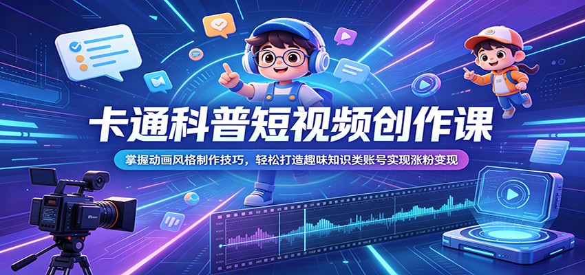 卡通科普短视频创作课：掌握动画风格制作技巧，轻松打造趣味知识类账号实现
