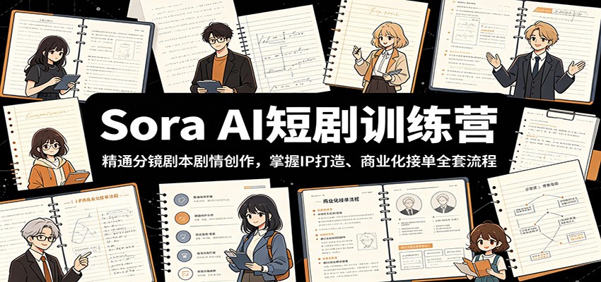Sora AI短剧训练营：精通分镜剧本剧情创作，掌握IP打造、商业化接单全套流