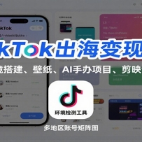 TikTok出海变现课：多地区环境搭建、壁纸、AI 手办项目、剪映全功能教学