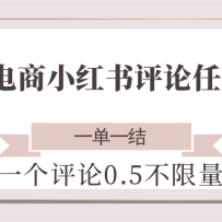 抖音电商小红书评论任务项目，一个评论0.5，一单一结 不限量