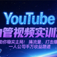 YouTube油管视频实训营，帮助你稳入局、搞流量、打爆款，一人公司千万收益