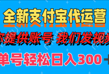全新支付宝代运营你提供账导 我们发视频单号轻松日入300+