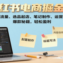 小红书电商掘金课：开店流量、选品起店、笔记制作、运营技巧，爆款秘籍，轻