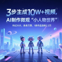 三步生成10W+视频，AI制作微观“小人物世界”科幻大片，条条万赞，1条作品