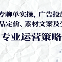 FB粉专聊单实操，广告投放、账号操作、选品定价、素材文案及受众选择