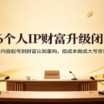 2026个人IP财富升级闭门课：从内容起号到财富认知重构，低成本做成大号变现
