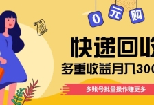 快递回收多重收益玩法，多账号批量操作，新手小白也能搬砖月入3000+！