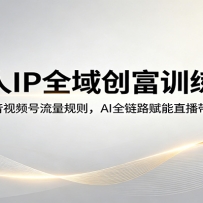 个人IP全域创富训练营：吃透抖音视频号流量规则，AI全链路赋能直播带货变现