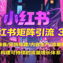 小红书矩阵引流3.0，账号准备/矩阵搭建/内容生产/流量投放/构建可持续的流