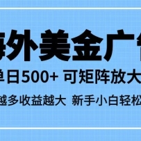 最新蓝海市场，海外美金广告，单设备500+，矩阵放大操作，设备越多收益越大