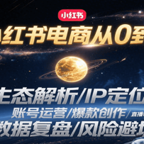 小红书电商从0到1：生态解析/IP定位/ 账号运营/爆款创作/直播带货/数据复盘