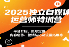 2025独立自媒体运营师特训营：平台介绍、账号定位、内容创作、营销技巧及流