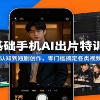 零基础手机AI出片特训营：从工具认知到短剧创作，零门槛搞定各类视频变现