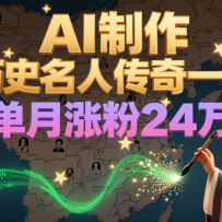 暴力起号！用AI制作历史名人传奇一生，单月涨粉24万，涨粉+变现赛道黑马来