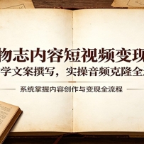 人物志内容短视频变现课：从零学文案撰写，实操音频克隆全过程