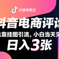 抖音电商评论，0粉丝靠挂图引流，被动赚抖音搜索佣金，小白当天见收益，日