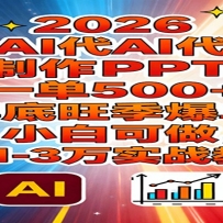 2026用AI代写制作PPT，一单500+，年底旺季爆单，小白可做，月入1-3万实战教