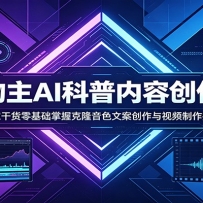 AI科普内容创作课：独家干货零基础掌握克隆音色文案创作与视频制作技巧