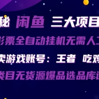 闲鱼三种玩法 全自动电影票  售卖游戏账号  爆品选品库训练营