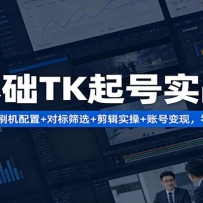 零基础TK起号实战营：环境搭建+ 刷机配置+对标筛选+剪辑实操+账号变现，零