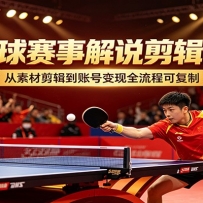 乒乓球赛事解说剪辑实战，从素材剪辑到账号变现全流程可复制