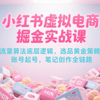 小红书虚拟电商掘金实战课，流量算法底层逻辑，选品黄金策略， 起号，笔记