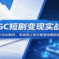 AIGC短剧变现实战营：选题剧本与AI制作，本地线上双方案落地爆款短剧副业