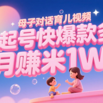 AI生成母子对话育儿类视频，起号快爆款多，小白宝妈轻松学，多渠道变现，月