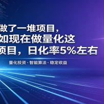 做了一堆项目，不如现在做量化这一个项目，模式简单，收益可控