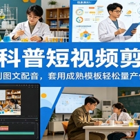 生活科普短视频剪辑课：从剪映基础到图文配音，套用成熟模板轻松量产优质科
