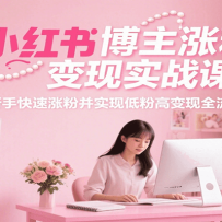 小红书博主涨粉变现实战课，新手快速涨粉并实现低粉高变现全流程