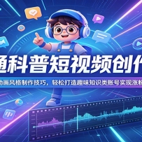 卡通科普短视频创作课：掌握动画风格制作技巧，轻松打造趣味知识类账号实现
