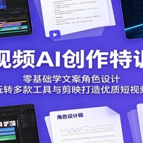 短视频AI创作特训课：零基础学文案角色设计，玩转多款工具与剪映打造优质短