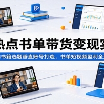AI热点书单带货变现实战：热门书籍选题垂直账号打造，书单短视频盈利全流程
