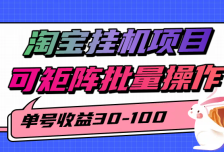 揭秘2025最新淘宝挂机项目，单号30-100，可矩阵批量操作（附工具）
